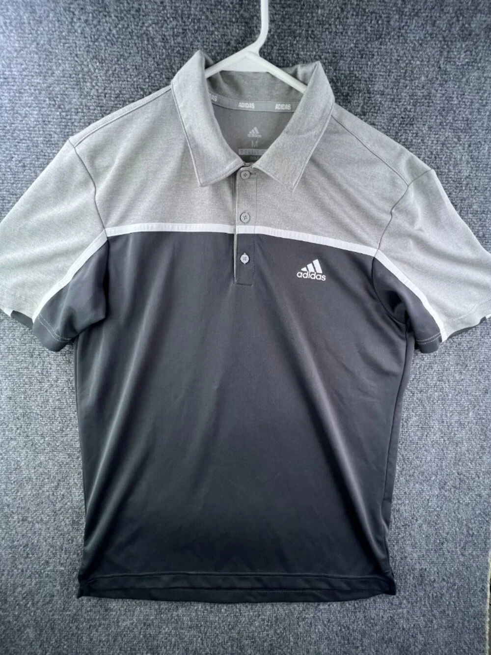 Adidas Golf Polo Short Sleeve Shirt Mens Size Medium Gray Adult Tennis Sports